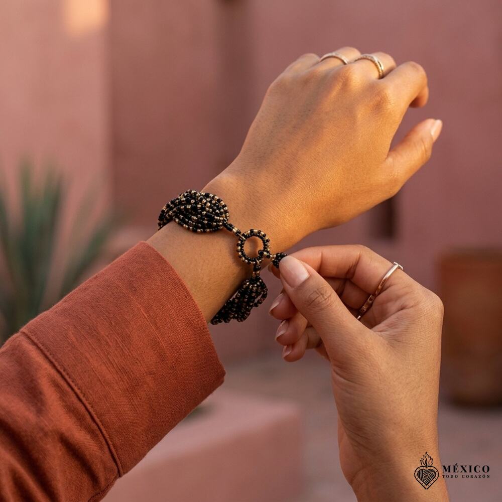 Mexican hand made bracelet  one of a kind  s-med -lg size 7.5 x 1. IN    00